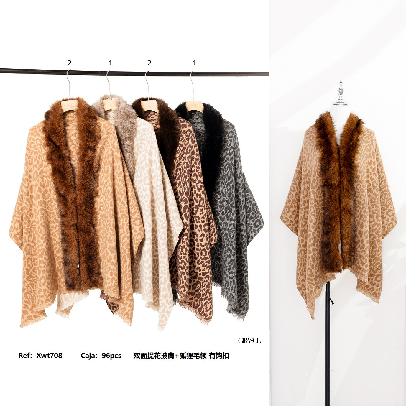 Poncho con pelo XWT708