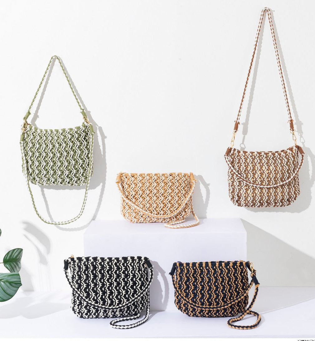 Bolso bandolera crochet bicolores XBY37
